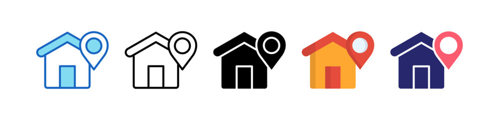 Location Multiple Style Icon Set Collection.  