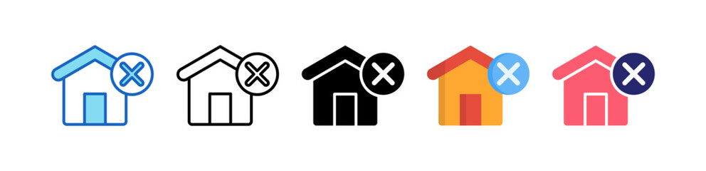 House Multiple Style Icon Set Collection.  