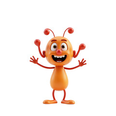 Obraz premium Cheerful orange cartoon character with outstretched arms.