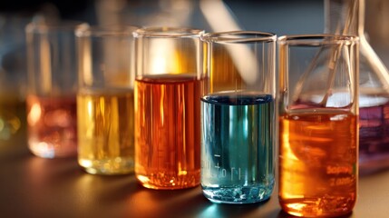 Colorful liquids in test tubes