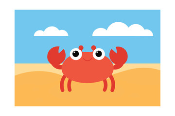 Cartoon Crab Beach Sky Playful Mood