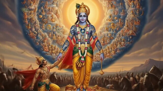 Lord Krishna's Divine Guidance: Mahabharata Epic Art