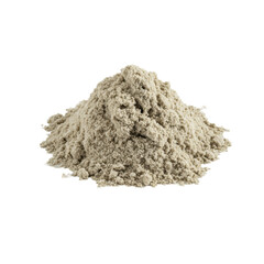A small, delicate pile of velvety flocking powder with crisp contours on a transparent, shadowless studio background, ultra-realistic macro detail, material study concept