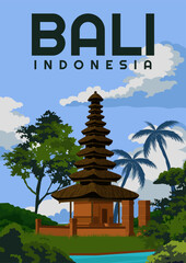 Bali Indonesia Poster Travel Illustration