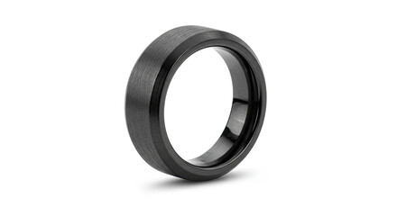 Fototapeta premium Brushed Black Tungsten Carbide Ring.