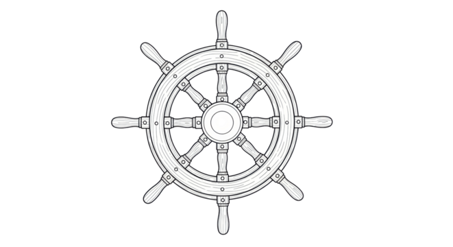 Isolated Ship Steering Wheel - Powered by Adobe