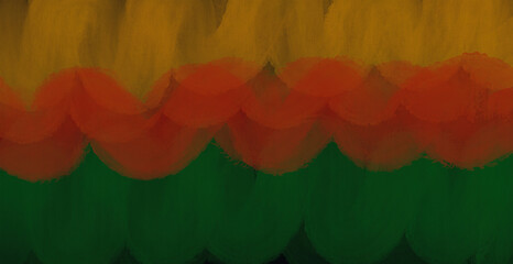 Abstract paint brush textured stripes in traditional African colors red, yellow green on black background. Black history month brush color background, african flag colors, icon of african american