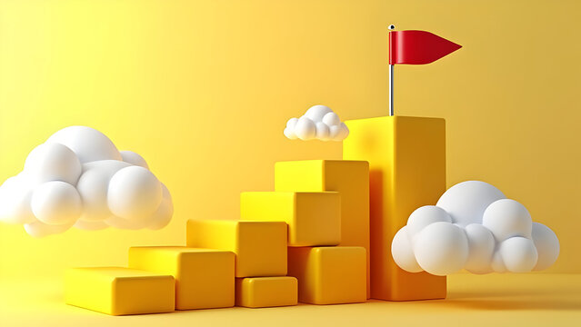 High-definition yellow stepped bar graph maximum height