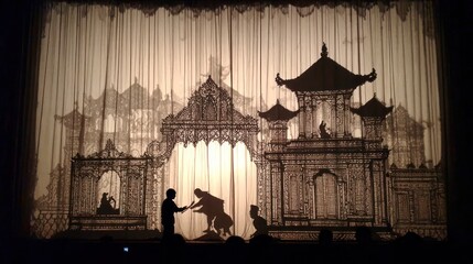 Shadow puppet show scene