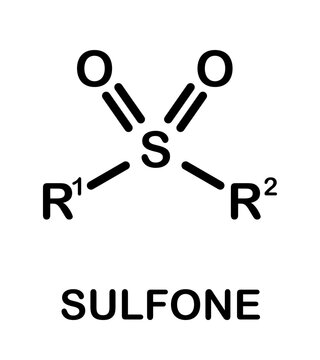 Chemical structure of sulfone molecule.