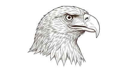 Isolated Bald Eagle Head Sketch