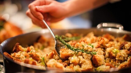 Person serving stuffing