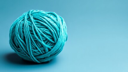 Turquoise yarn ball on smooth surface. Artificial intelligence image