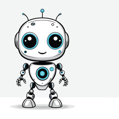 Fototapeta premium Adorable Cartoon Robot Character With Big Eyes In Vector Style Perfect For Adding A Touch Of Futuristic Fun To A Variety Of Creative Projects