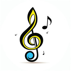 Obraz premium Vibrant Musical Clef Design With Notes A Bold Graphic Illustration Conveying Creativity And The Joyous Expression Of Musicality Suitable For A Variety Of Music Themed Projects