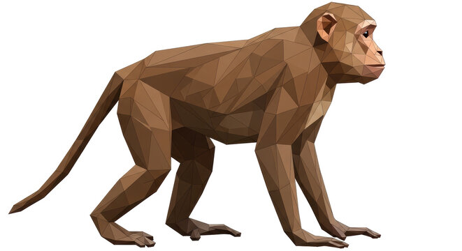 Isolated Low poly geometric monkey