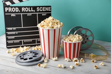 Tasty Popcorn with Clapperboard for Movie Night