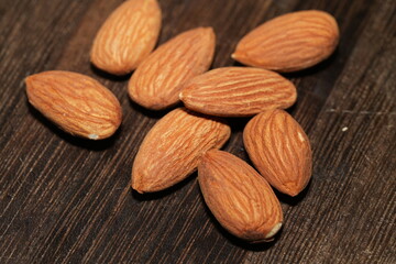 Close-Up of Almonds Showing Texture, Wrinkles, and Natural Form