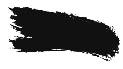 Fototapeta premium A wide black brushstroke featuring a distressed textured edge and a slight curve is presented on a