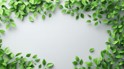 Fototapeta premium Fresh green leaves on light background. Artificial intelligence image