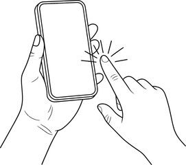 Hands Using Smartphone Touchscreen Interaction Illustration