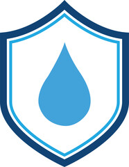 Waterproof Shield Icon Vector — Clean Water Protection Symbol in Blue

