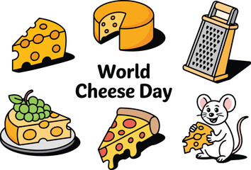 World Cheese Day Cheese Wedge Cheese Wheel Cheese Grater Cheese Pizza Cheese Mouse Art