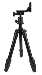 A compact tripod phone holder with adjustable legs and a universal clamp mounted