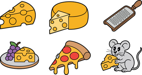 Cheese Wedge Cheese Wheel Cheese Grater Cheese Plate Pizza Mouse Cheese Art Food Icons