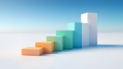 Abstract step growth chart diagram for business success and career advancement path