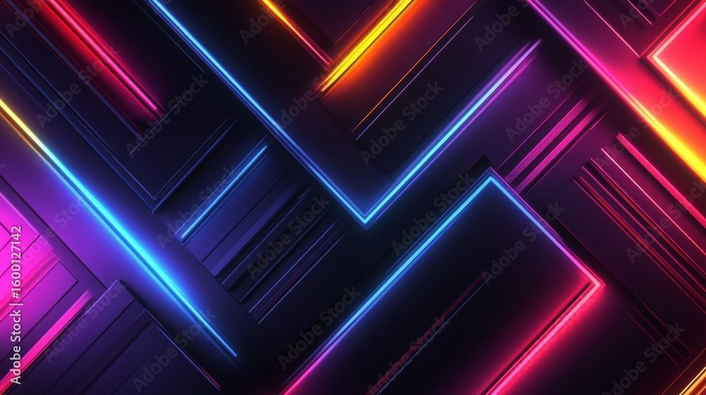 Wall mural colorful, neon background with a black border. the background is made up of many different colored l