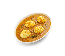Egg curry isolated on white background.