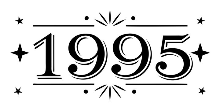 Ornate numbers with stars and lines vintage retro