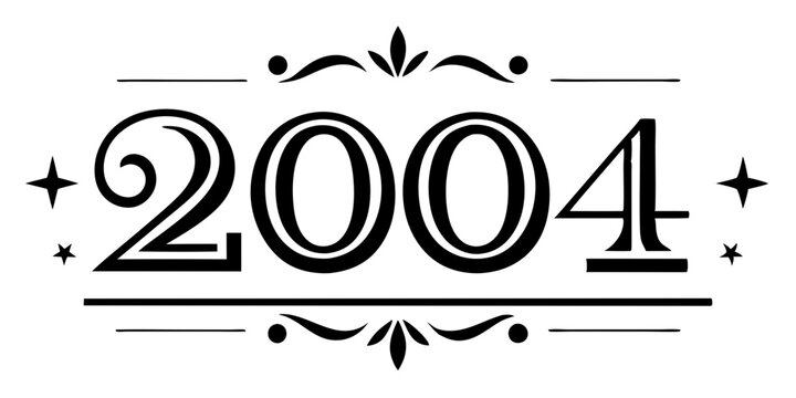 Ornate numerals with decorative elements year 2004