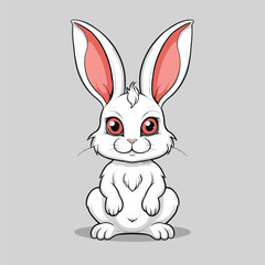 Cute Cartoon White Rabbit Vector Illustration For Graphic Design Projects