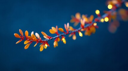 Glowing autumnal branch whispers secrets of golden harvest, Samhain festivities, and nature's poetic twilight symphony