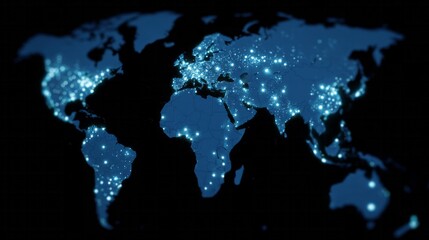 Fototapeta premium Illuminating global connectivity twinkles like cosmic constellations, reflecting Earth Day mindfulness and World Telecommunication endeavors across a digital nightscape
