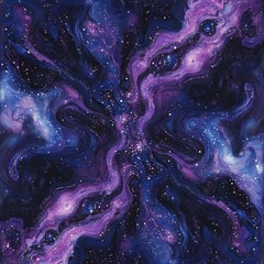 Obraz premium Painting of a galaxy with purple swirls and stars
