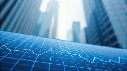 Abstract blue grid bending with stock line overlay — dynamic financial pressure
