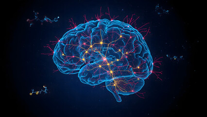 Obraz premium Human brain concept, representing futuristic thinking and digital consciousness. 