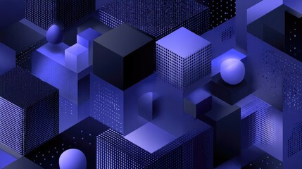 Obraz premium Abstract geometric shapes in deep blue tones.