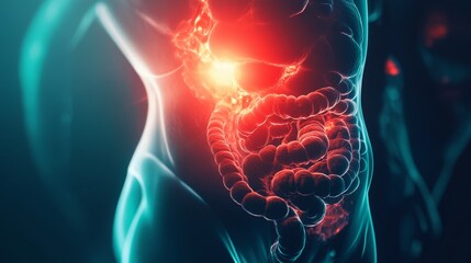 animation of the process of burning fat in the stomach area, 