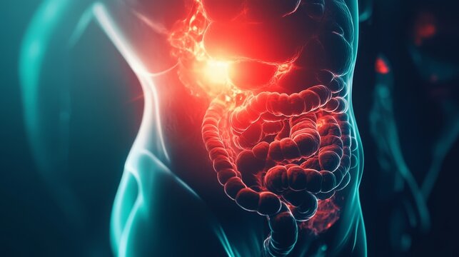 animation of the process of burning fat in the stomach area, 