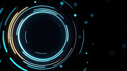 Cyberpunk HUD Interface with Circular Glowing Lines