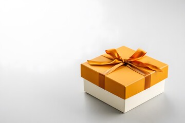 Find the perfect gift box: yellow present with ribbon for birthdays and celebrations