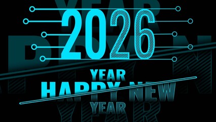 2026 Happy new year lettering - modern technology logo year change - 3D Illustration