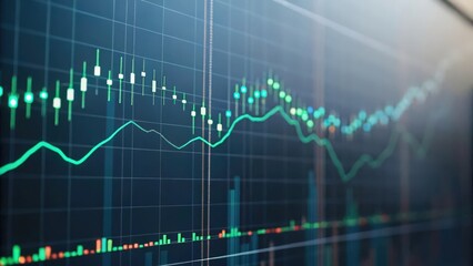 Naklejka premium Digital waveforms flowing through forex tickers — rhythm of financial data 