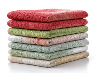 Colorful Stack of Soft Towels in a Cozy Bathroom Setting Creating a Warm and Inviting Atmosphere for Relaxation and Comfort After a Bath or Shower