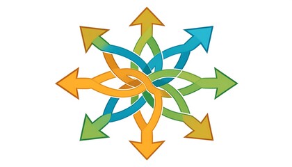 Intertwined directional arrows in a flower-like shape