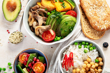 Dietary menu. Healthy vegan salad of vegetables.